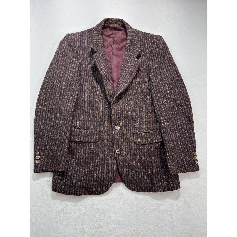 Daniel Hechter Sport Coat Mens 40 Brown Striped Wool Tweed 2 Button Jacket